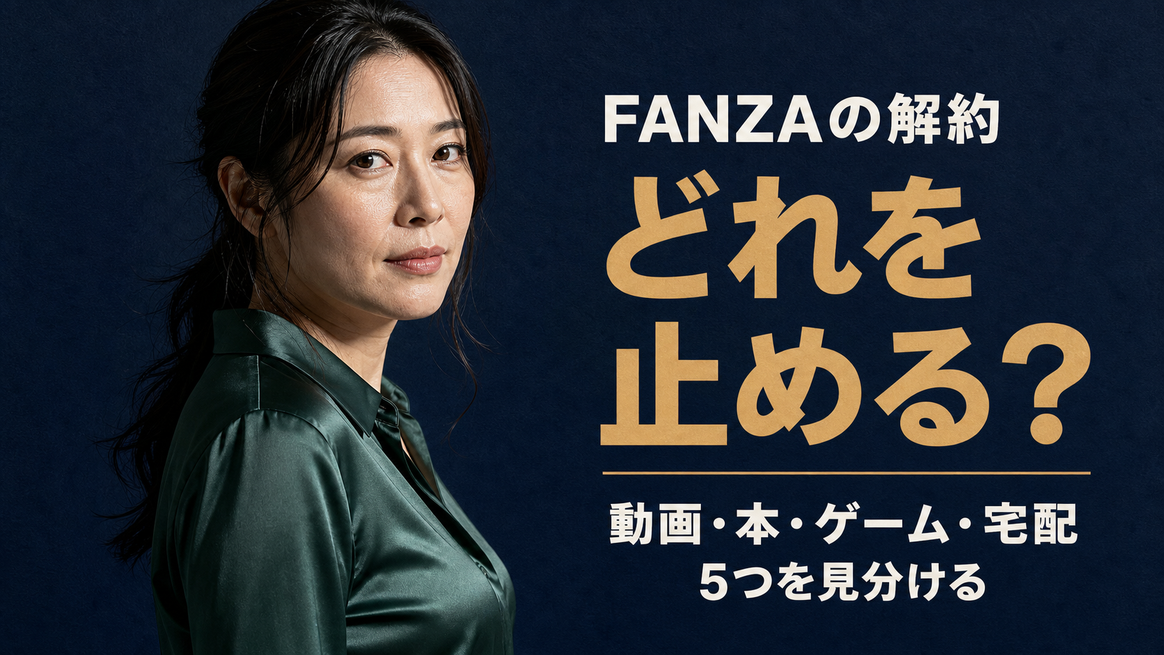 FANZAの月額契約を動画・電子書籍・ゲーム・宅配レンタルの5系統に分けて、どれを解約するか見分ける記事のアイキャッチ